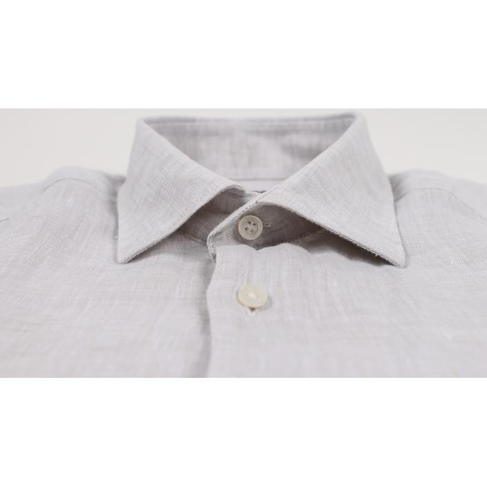 genti shirt overhemd casual linnen lino zomer summer longsleeve, beige lichtbruin licht light brown sand 1