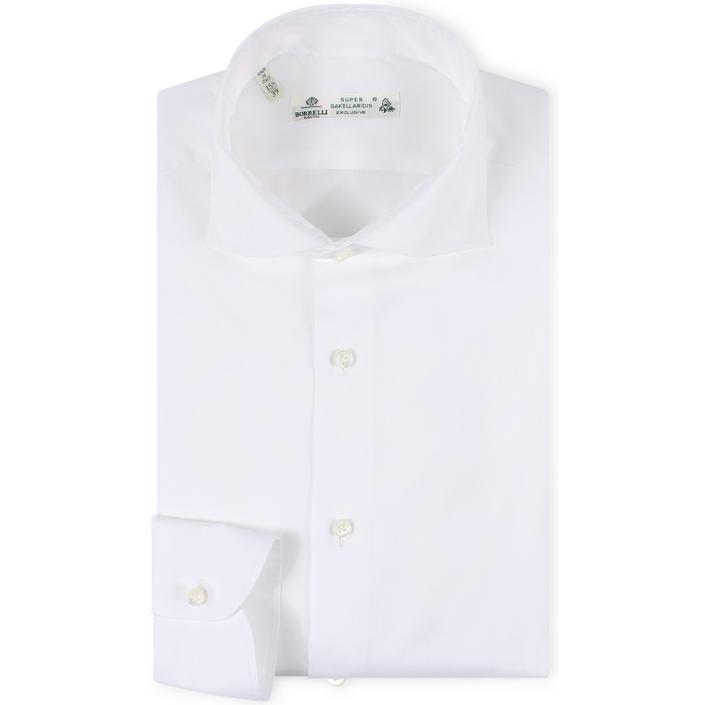 luigi Borrelli overhemd hemd shirt dressshirt dress widespread katoen cotton sakellaridi zephire, wit white light licht bianco 1