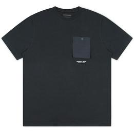 Overview image: MARSHALL ARTIST T-shirt met nylon borstzak en letteropdruk, donkerblauw