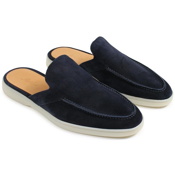 aurelien yacht slipper slippers loafers white sole suede softey, navy blue donker donkerblauw dark 1