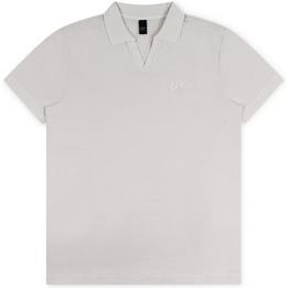 Overview image: ALPHA TAURI Poloshirt met open kraag en embleem, off white