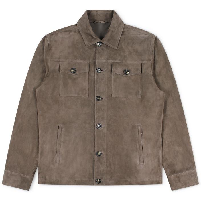 barba napoli overhshirt shirt jasje jas jacket leather leer suede, bruin brown 
