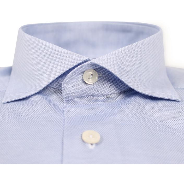 eton shirts pique stretch zomershirt overhemd casual shirt zomer summer slim fit, lichtblauw licht light blue blauw