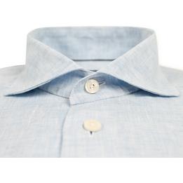 Overview second image: ETON Slim fit linnen overhemd met widespread boord, lichtblauw