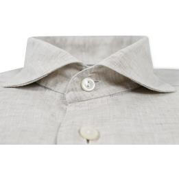 Overview second image: ETON Slim fit linnen overhemd met widespread boord, beige