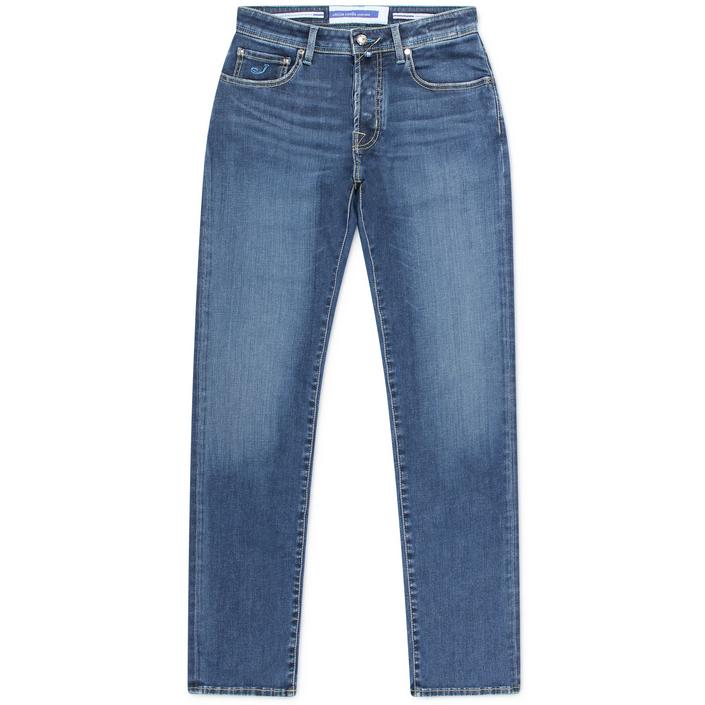 jacob cohen limited jeans denim broek spijkerbroek trousers 5-pocket bard, blauw blue azuurblauw donker dark wash washed 1