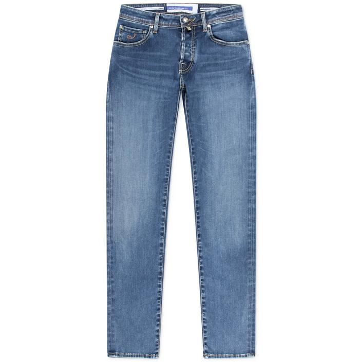 jacob cohen limited jeans denim broek spijkerbroek trousers 5-pocket nick slim slim fit, blauw blue brown bruin donker dark wash washed