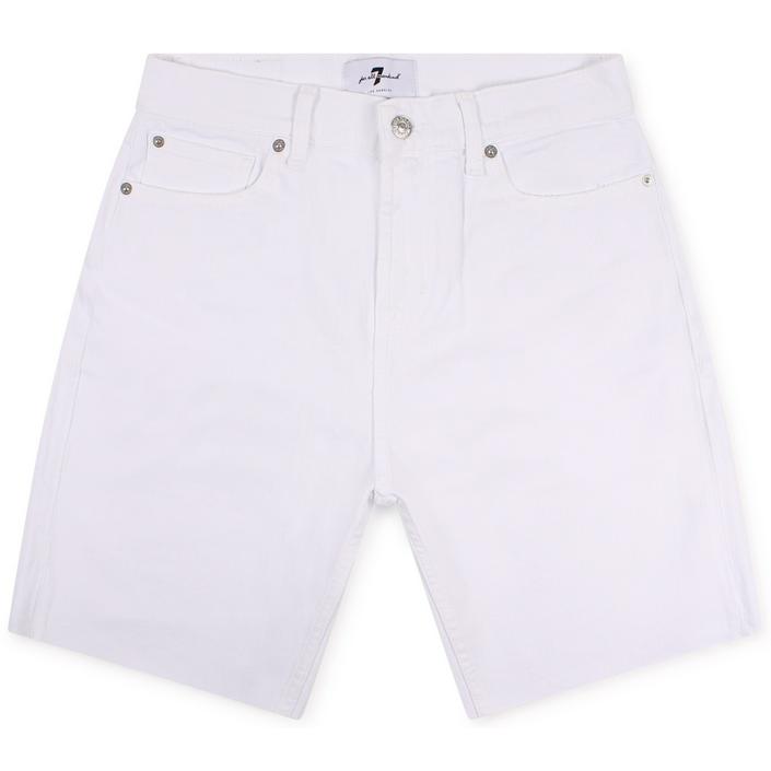 7 seven for all mankind denim shorts bermuda korte spijkerbroek, wit white licht light bianco