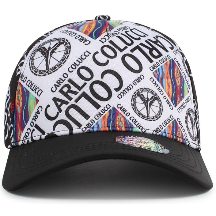 carlo colucci pet hat headwear print letters letter logo, zwart wit black white 1