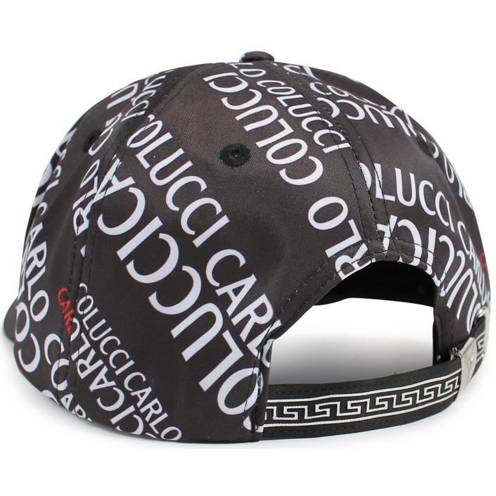 carlo colucci pet hat headwear print letters letter logo, zwart wit black white light