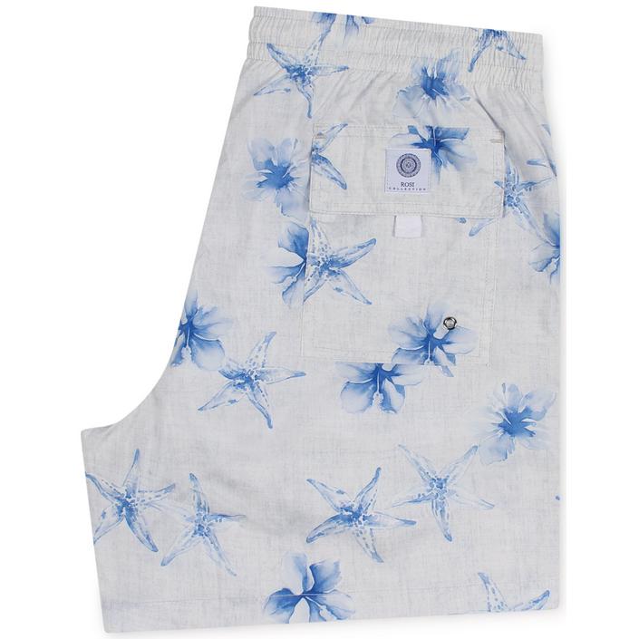 Rosi zwembroek swimwear swimtrunks trunks floral bloem flower print printed, wit white licht light bianco blue blauw 1
