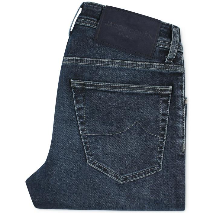 jacob cohen jeans denim spijkerbroek broek nick slim, donkerblauw donker dark unwashed blauw blue 1 