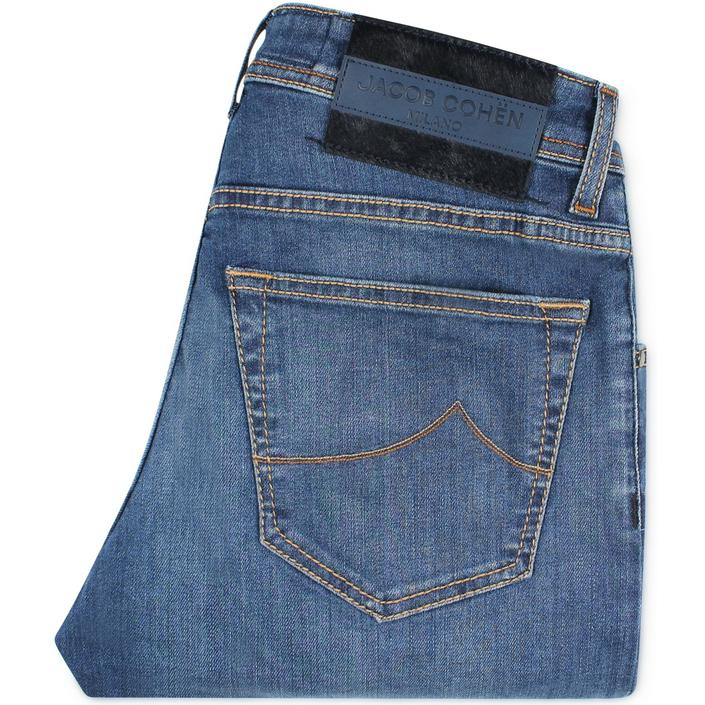 jacob cohen jeans denim spijkerbroek broek nick slim, donkerblauw donker blauw blue midden midwash jeansblauw 1