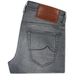 Overview image: JACOB COHËN  Jeans Nick met bruine details en leren label, grijs