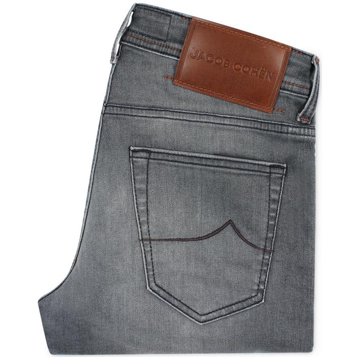 jacob cohen jeans denim spijkerbroek broek nick, grijs grey cognac leather leer 1