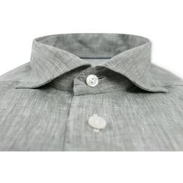 Overview second image: ETON Contemporary fit linnen overhemd met widespread boord, groen