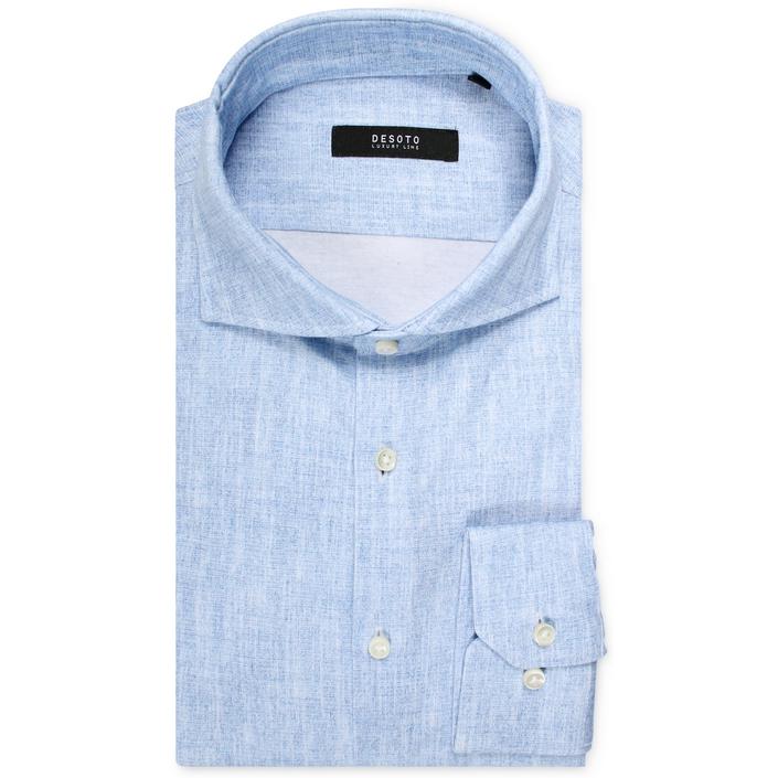 desoto luxury overhemd shirt jersey shirt stretch gemeleerd melange, lichtblauw licht light baby blue blauw 1
