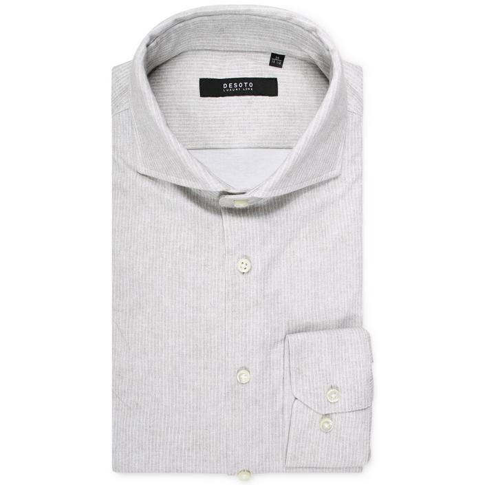 desoto luxury overhemd shirt jersey shirt stretch streep stripe, grijs grey licht light lichtgrijs 1