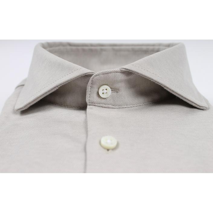 desoto luxury overhemd shirt jersey shirt stretch pique, beige sand ecru kaki lichtbruin licht light brown