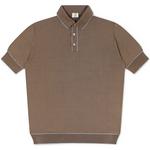 Product Color: LUIGI BORRELLI Poloshirt van Pima katoen, bruin met lichtblauwe biezen