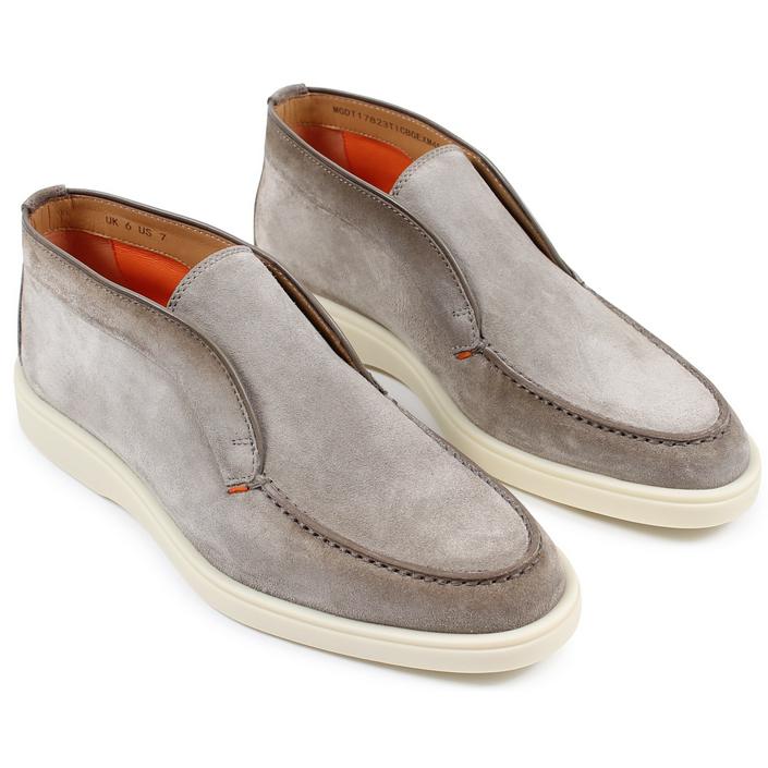 santoni shoes schoen schoenen open walk boots ankle boot laars dessert boot, taupe brown bruin sand white sole