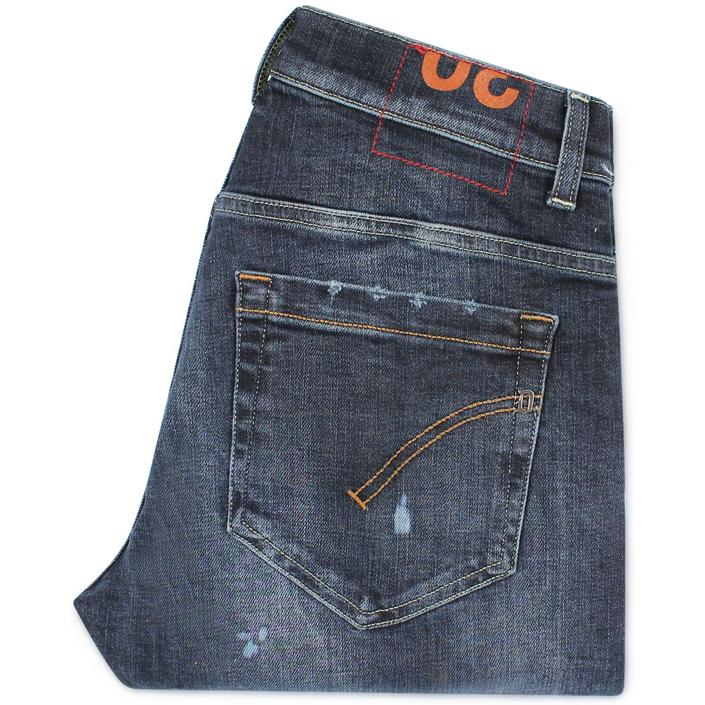 dondup jeans broek spijkerbroek denim stretch george destroyed bleached slijtage, donker dark jeansblauw 1