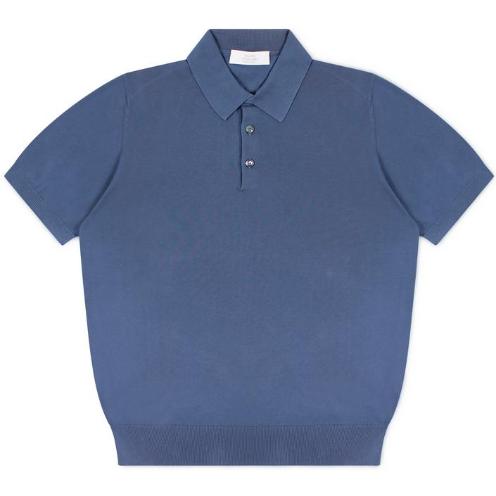 mauro ottaviani polo poloshirt shirt zomer summer knitwear kniwtted shortsleeve short sleeve korte mouw, blauw blue jeansblauw denim jeans