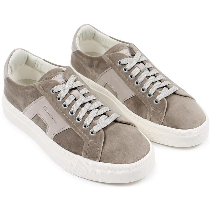 santoni sneaker sneakers dbs double buckle schoen schoenen velour velours, beige sand taupe licht light bruin brown 1