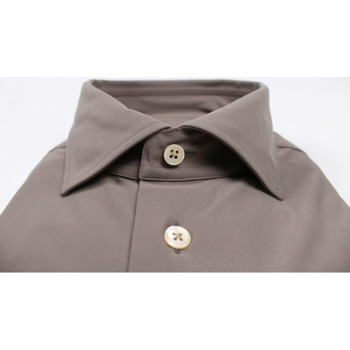 emanuele maffeis shirt dress casual overhemd 4way stretch hemd, bruin brown