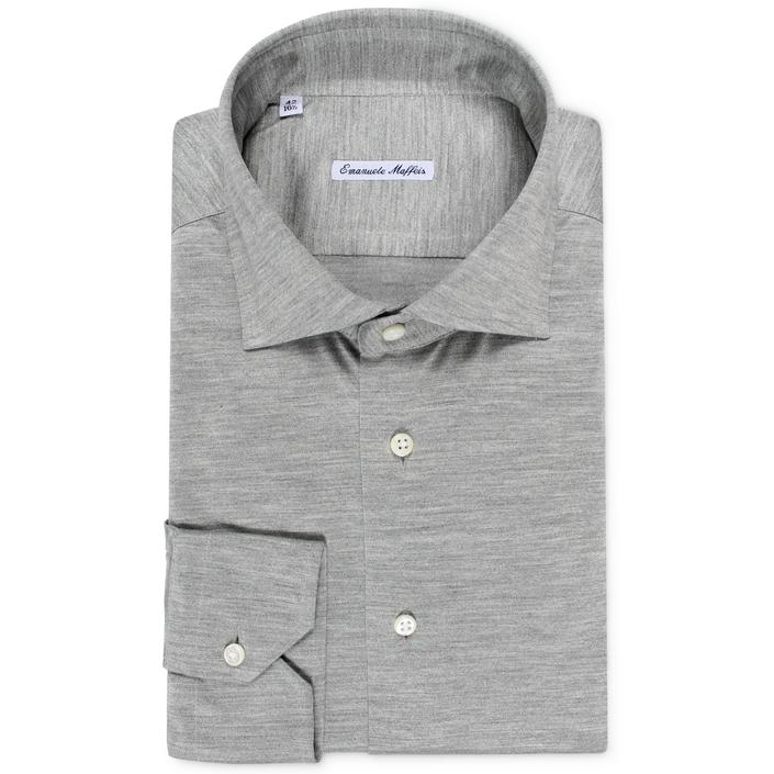 emanuele maffeis shirt dress casual overhemd hemd zijde silk, grey grijs lichtgrijs licht light 1