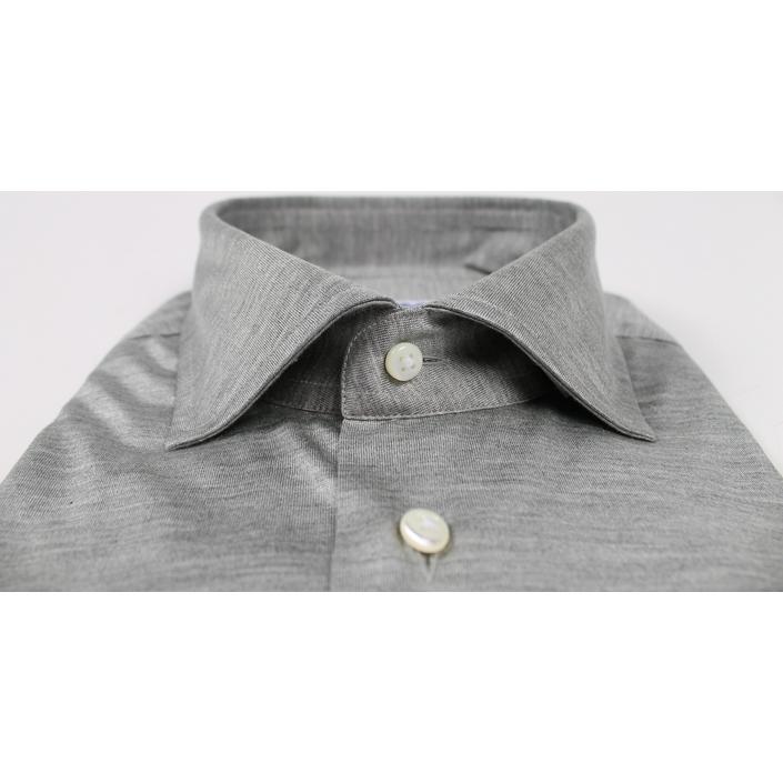 emanuele maffeis shirt dress casual overhemd hemd zijde silk, grey grijs lichtgrijs licht light