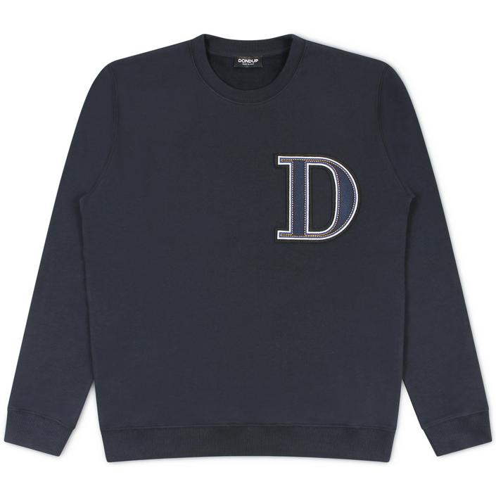 Dondup trui sweater crewneck crew neck ronde hals logo borduursel, donkerblauw donker dark navy blue blauw 