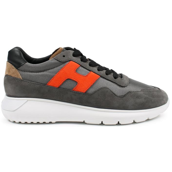 hogan interactive 3 sneaker sneakers schoen schoenen shoes h suede , rood red oranje orange grijs grey antraciet graphite 1