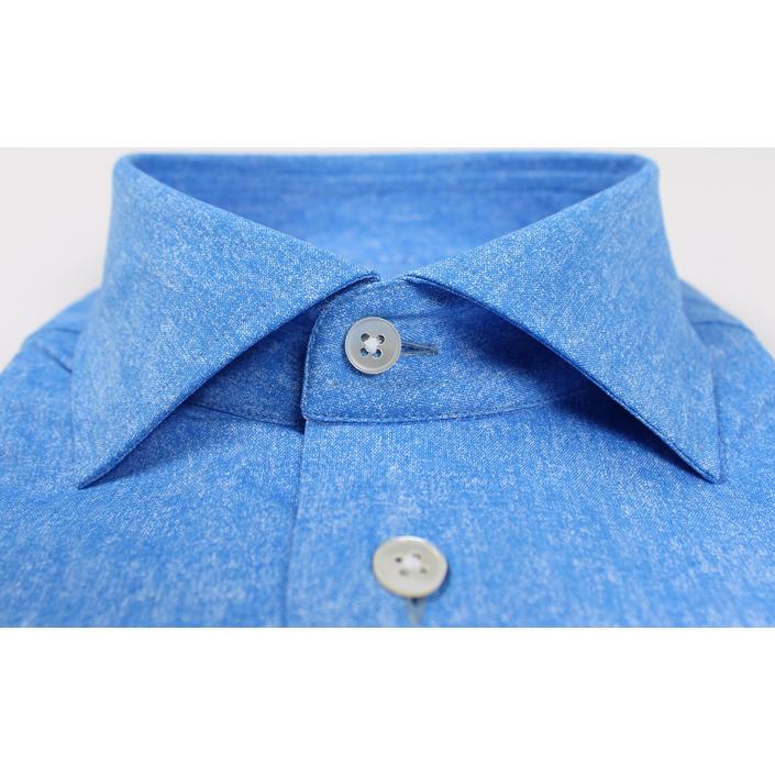 emanuele maffeis shirt dress casual overhemd 4way stretch hemd print printed, blauw blue kobalt cobalt 1