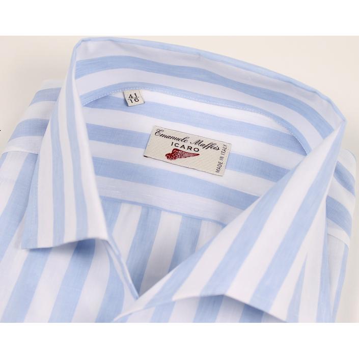 emanuele maffeis shirt kraag schiller onepiece one piece casual overhemd print printed stripe streep, blauw blue wit white bianco 2