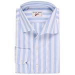 Product Color: EMANUELE MAFFEIS Linnen overhemd Soho met schillerkraag, lichtblauw gestreept