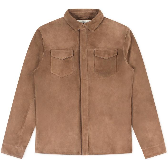 alter ego suede leather shirt jas jasje overshirt robert, camel bruin cognac brown light lichtbruin licht