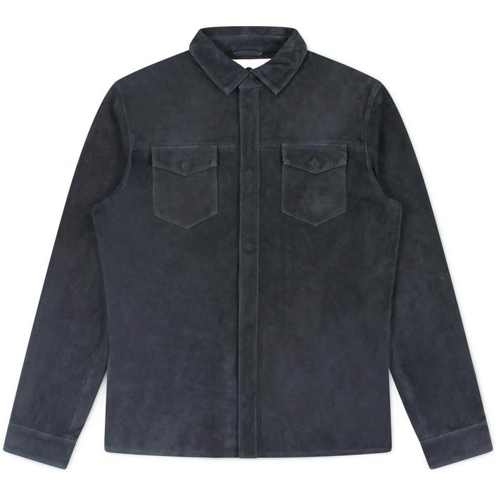 alter ego suede leather shirt jas jasje overshirt robert, donkerblauw donker blauw navy dark blue  