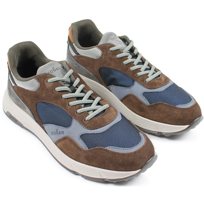 hogan hyperlight schoen schoenen sneaker sneakers trainer runner suede leather leer, bruin brown blue blauw 1
