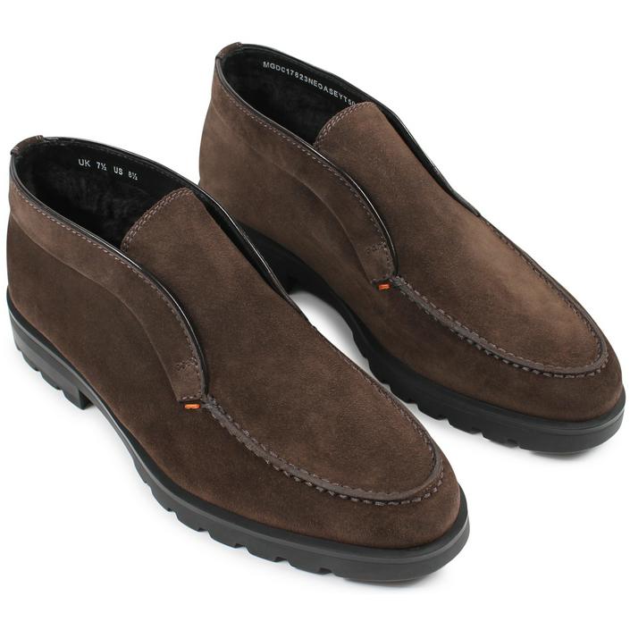 santoni desert boot boots open walk openwalk winter suede fur linning, bruin brown donkerbruin