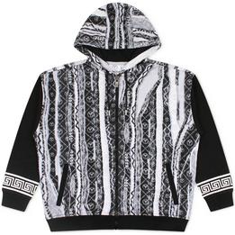 carlo colucci hood hoodie capuchon vest rits zip zipper print, zwart black dark donker grijs grey