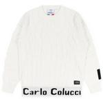 Product Color: CARLO COLUCCI Gebreide trui met bedrukte boord, off white