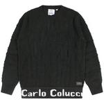 Product Color: CARLO COLUCCI Gebreide trui met bedrukte boord, zwart