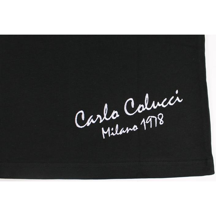 carlo colucci oversized tee teeshirt shirt tshirt shortsleeve short sleeve korte mouw print graphic, zwart black dark donker nero