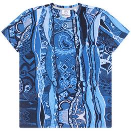 carlo colucci teeshirt tshirt shirt tee korte mouw shortsleeve short sleeve print, blauw blue lichtblauw licht light