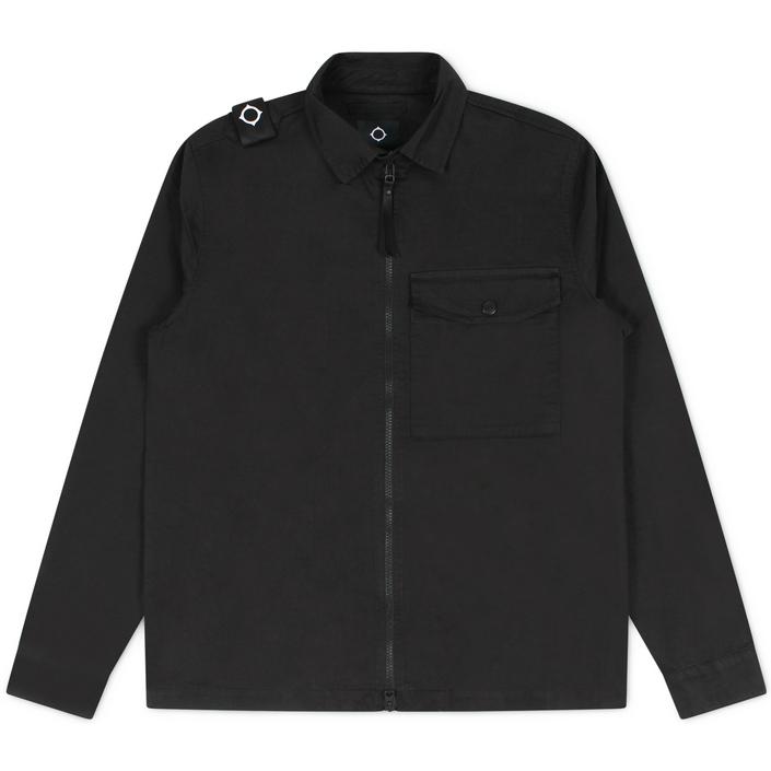 mastrum ma strum overshirt shirt rits zip zipper katoen cotton, zwart black dark donker nero 