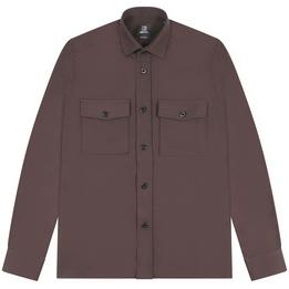 genti overshirt shirt overhemd hemd jas jasje dynamic stretch button knopen, bruin brown